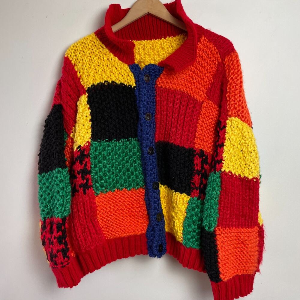 Patchwork Chunky Handknit Harry Styles Cardigan J… - image 1